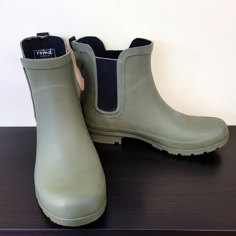 Roma Olive Green Short Ankle Rain Boots
